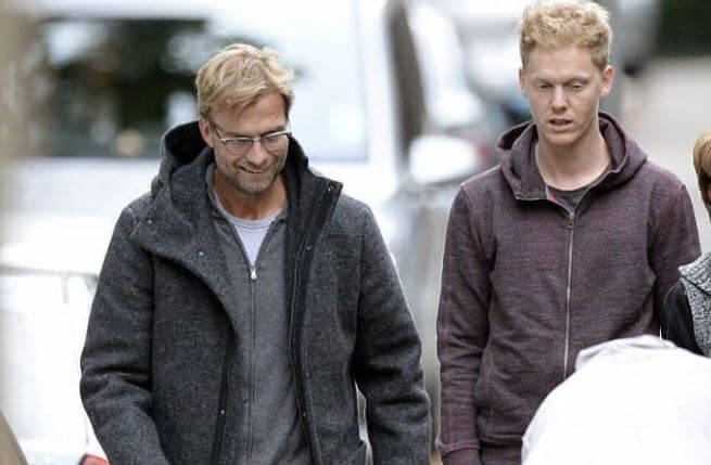 Sabine Klopp's son with his father, Jurgen Klopp.